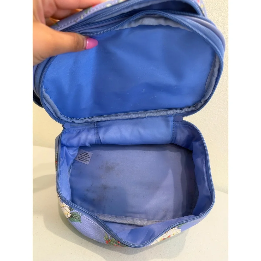 Yumi Kim Floral Makeup Bag Periwinkle Blue Double‎ Layer Travel Vanity Case